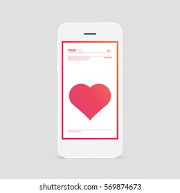 Minimal smartphone with valentines day design and your message on screen. 
Eps 10 vector illustration 
