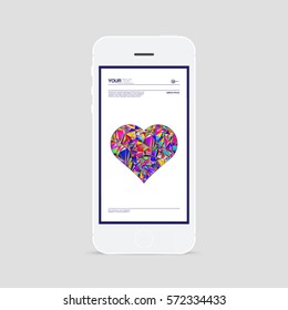 Minimal smartphone with valentines day design and your message on screen. 
Eps 10 vector illustration