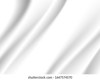 Minimal smooth waves elegant white silk or satin cloth texture background. Modern luxurious background design. 
