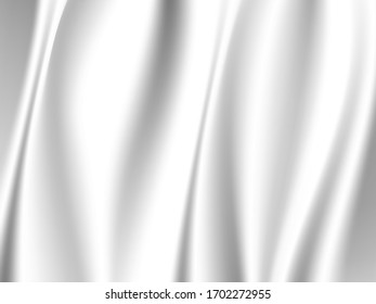 Minimal smooth waves elegant white silk or satin cloth texture background. Modern luxurious background design.