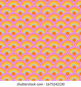 Minimal snake skin scales squama background, vector seamless fabric pattern, tiled textile print. Traditional japanese squama scales seamless arc tiles ornament. Dragon skin pattern.