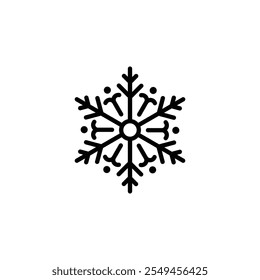 Diseño de icono de copo de nieve mínimo: símbolo de invierno en blanco y negro.