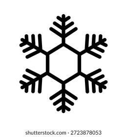 Minimal snowflake icon representing winter cold and frozen climate, suitable for seasonal decoration, weather concepts, cold temperature visuals, and winter themed graphic applications.