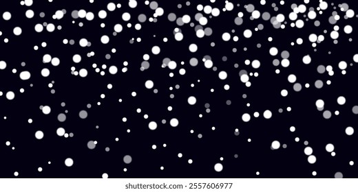 Minimal snowflakes falling on isolated dark blue background, creating a soft winter atmosphere. Vector illustration