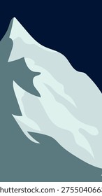 Minimal Snowy Mountain Peak Vector Illustration Winter Alpine Landscape Background