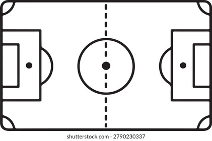 Minimal soccer field icon with thin line stadium pitch vector sports illustration