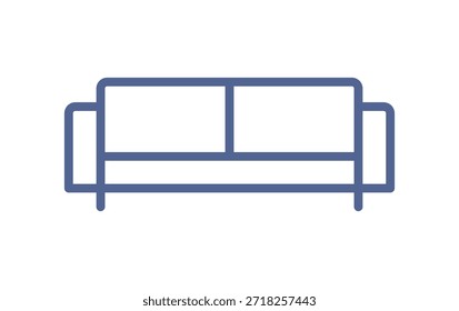 Minimale Sofa-Ikone in Linie Kunststil, Umrisssymbol der modernen Couch für Wohnzimmer, Innenarchitektur und Möbelkonzept, lineare flache Vektorgrafik.
