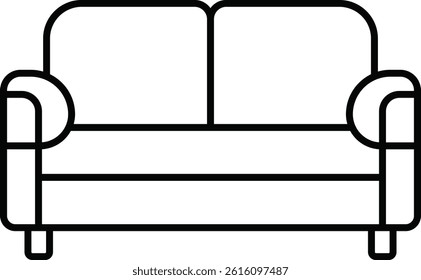 Minimal Sofa Outline Vector Drawing Line Art Design illustration.