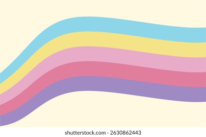 Minimal soft pastel waves in curved motion with cream background. Ideal for girly aesthetic, journaling, product backdrops, and invitations.