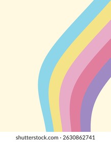 Minimal soft pastel waves in curved motion with cream background. Ideal for girly aesthetic, journaling, product backdrops, and invitations.