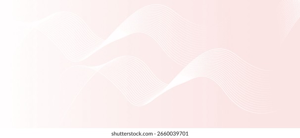 Minimal Soft Pink Abstract Background with Wavy White Lines Elegant Pastel Flow Design for Feminine, Modern, and Clean Layouts