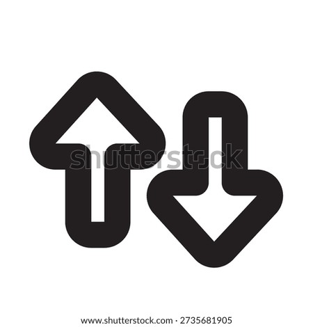 Minimal Sort Icon, Rounded Outline Ascending and Descending Symbol for App and Web UI. Editable stroke and pixel perfect at 24x24px