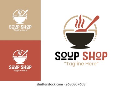 A minimal soup shop logo crafted for healthy cafes, fresh food shops, and cozy restaurant branding.