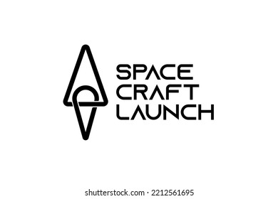 minimal space craft launch logo design illustration