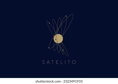 Minimal space logo, Celestial logotype, Plane logo, emblem, symbol, star, satellite, galaxy, solar