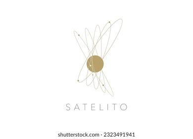 Minimal space logo, Celestial logotype, Plane logo, emblem, symbol, star, satellite, galaxy, solar