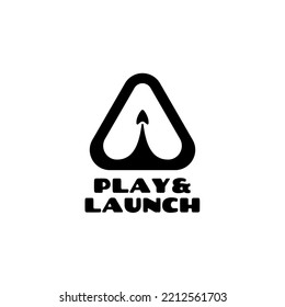 minimal space ship launch logo in a triangle shape design illustration