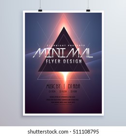 minimal space theme flyer template design with shiny light effect