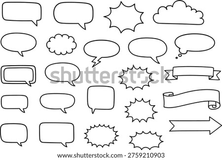 Minimal Speech Bubble and Comic Shape Collection Clean Outline Vector Set