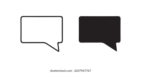 Minimal Speech Bubble Icons – Solid and Outline Message Symbols. vector illustration 