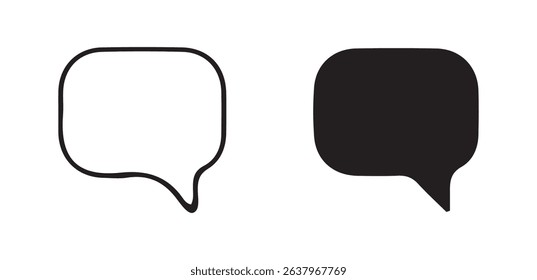 Minimal Speech Bubble Icons – Solid and Outline Message Symbols. vector illustration 