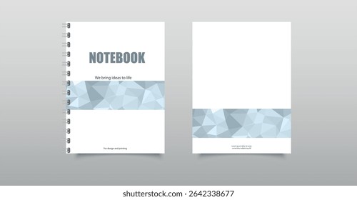 Minimal Spiral Notebook Cover Mockup with Geometric Pattern
