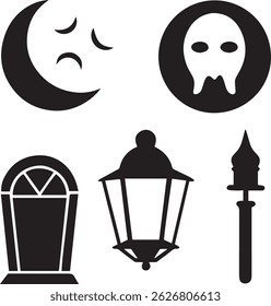 Minimal Spooky Graveyard Gate Icons