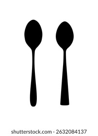 Minimal Spoon Clip Art Isolated. Clip Art Outline And silhouette Set.