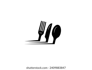 Minimal spoon, fork and knife vector logo design template