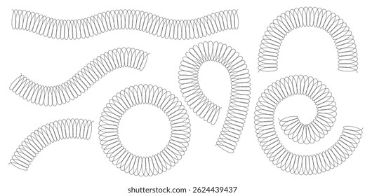 Minimal spring coil spiral icon collection in clean line style great for web graphics digital products seasonal branding educational materials and decorative design projects