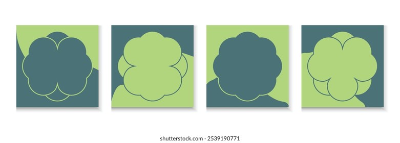 Fondos cuadrados mínimos con conjunto de Formas abstractas orgánicas. Fondo de Formas dibujadas a mano para la Plantilla de carrusel de redes sociales. Publicación en redes sociales, anuncio, venta, Anuncio, microblog, Plantilla de carrusel de Naturaleza