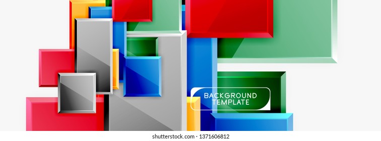 Minimal square banner abstract background, 3d modern effect