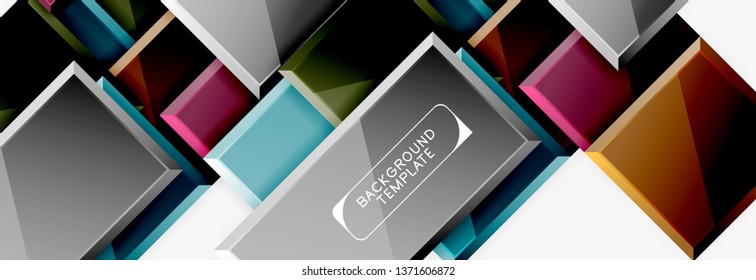 Minimal square banner abstract background, 3d modern effect