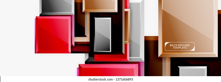 Minimal square banner abstract background, 3d modern effect