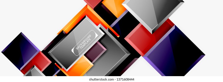 Minimal square banner abstract background, 3d modern effect