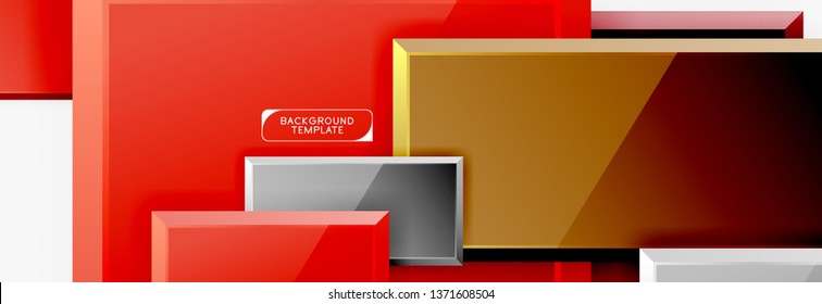 Minimal square banner abstract background, 3d modern effect