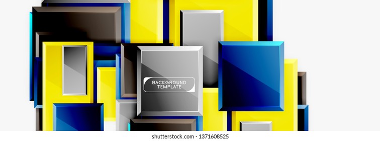 Minimal square banner abstract background, 3d modern effect