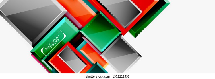 Minimal square banner abstract background, 3d modern effect