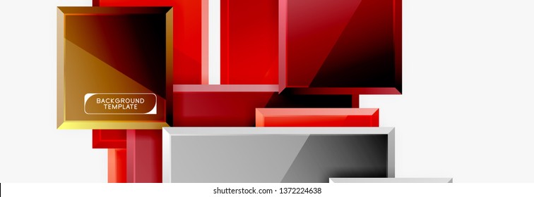 Minimal square banner abstract background, 3d modern effect
