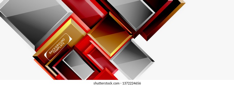 Minimal square banner abstract background, 3d modern effect