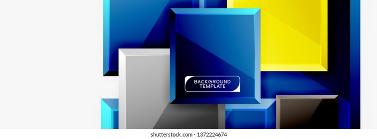 Minimal square banner abstract background, 3d modern effect