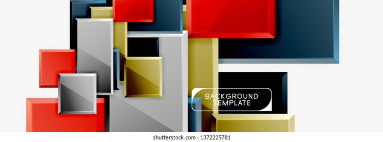 Minimal square banner abstract background, 3d modern effect