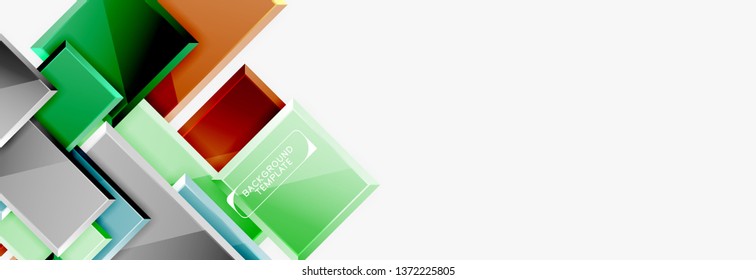 Minimal square banner abstract background, 3d modern effect