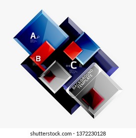 Minimal square banner abstract background, 3d modern effect