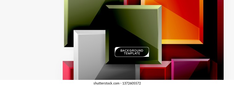 Minimal square banner abstract background, 3d modern effect