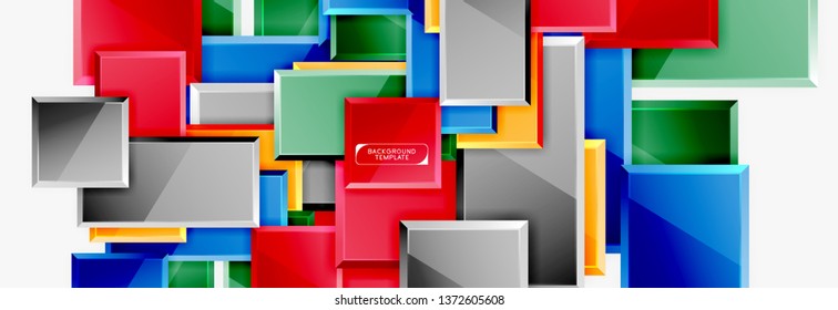 Minimal square banner abstract background, 3d modern effect