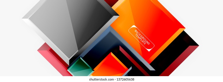 Minimal square banner abstract background, 3d modern effect