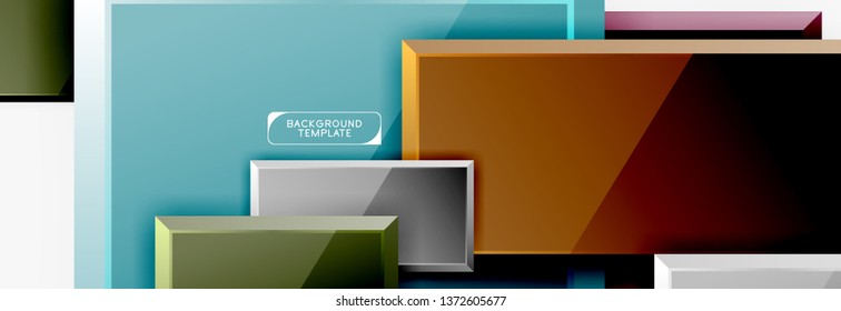 Minimal square banner abstract background, 3d modern effect