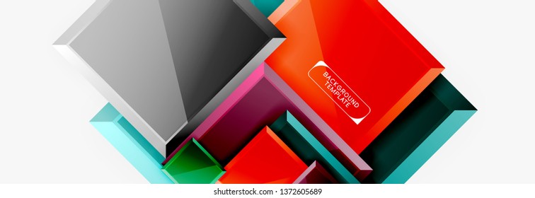 Minimal square banner abstract background, 3d modern effect
