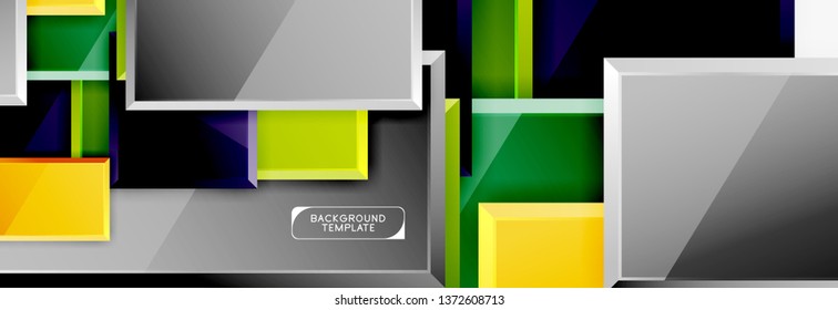 Minimal square banner abstract background, 3d modern effect